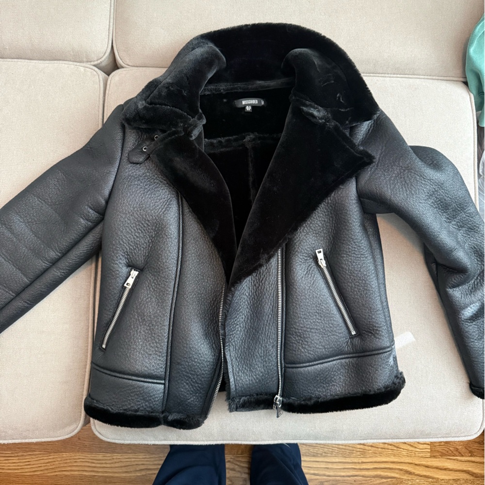 Missguided + Black Faux Leather Jacket